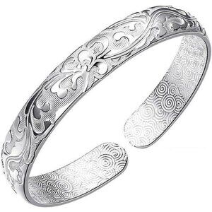 925 Sterling Silver Cuff Bangle Bracelets Adjustable Jewelry Fashion Simple